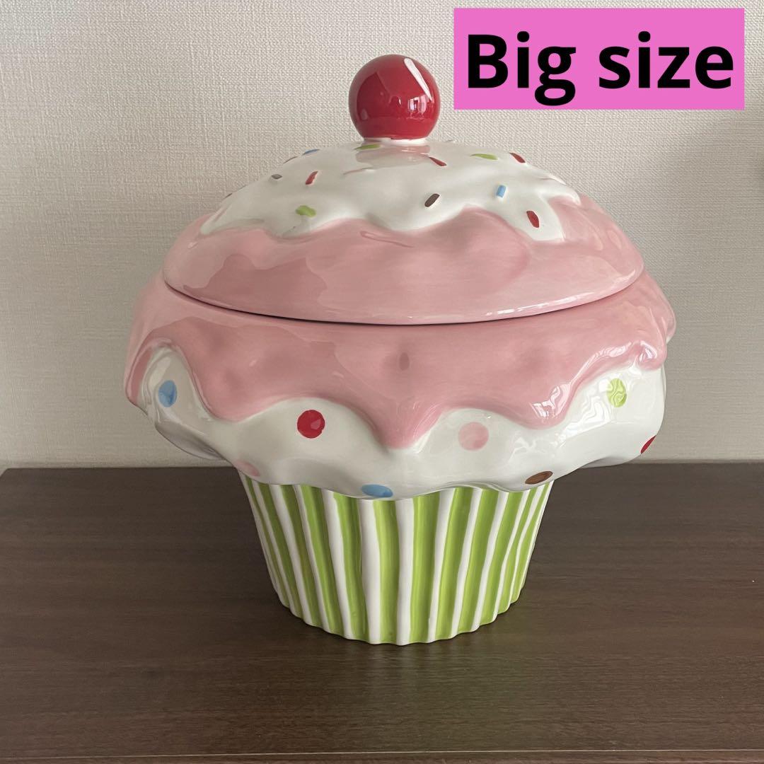 カップケーキ♡ ゆめかわ大きい陶器クッキージャーキャニスター蓋