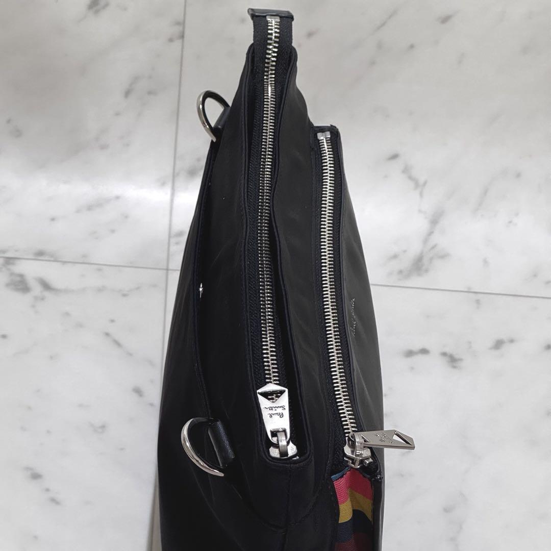 【美品・現行】ポールスミス ショルダーバッグ マルチストライプ レザー ナイロン