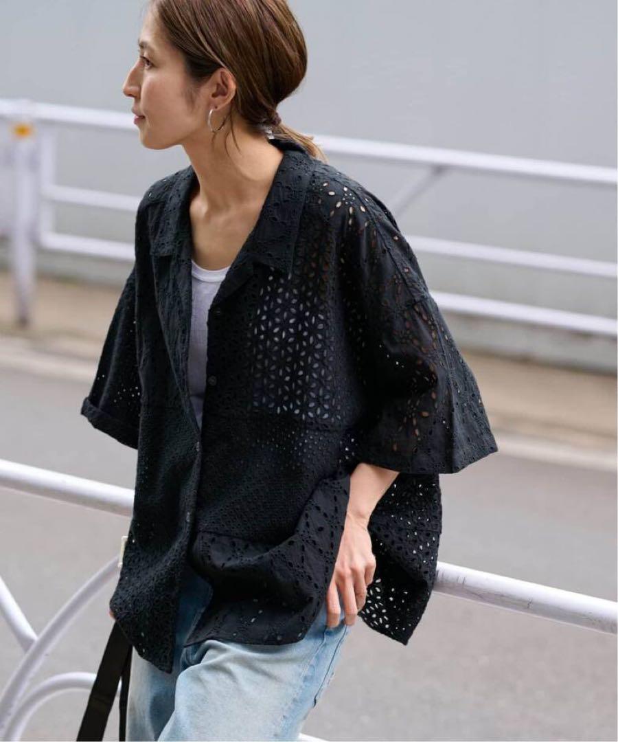 FRAMeWORK フレームワーク　カットワーク刺繍半袖シャツ