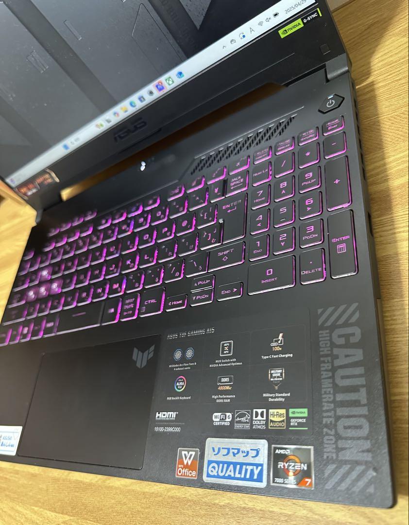 未使用に近い　ASUS ゲーミングノート　Ryzen 7 RTX4050
