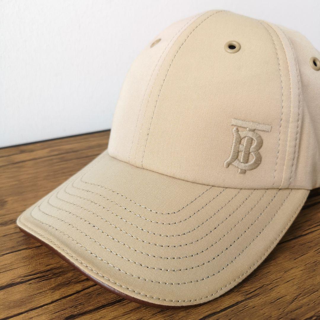 BURBERRY TBロゴ キャップ モノグラム コットンギャバジン ベージュ