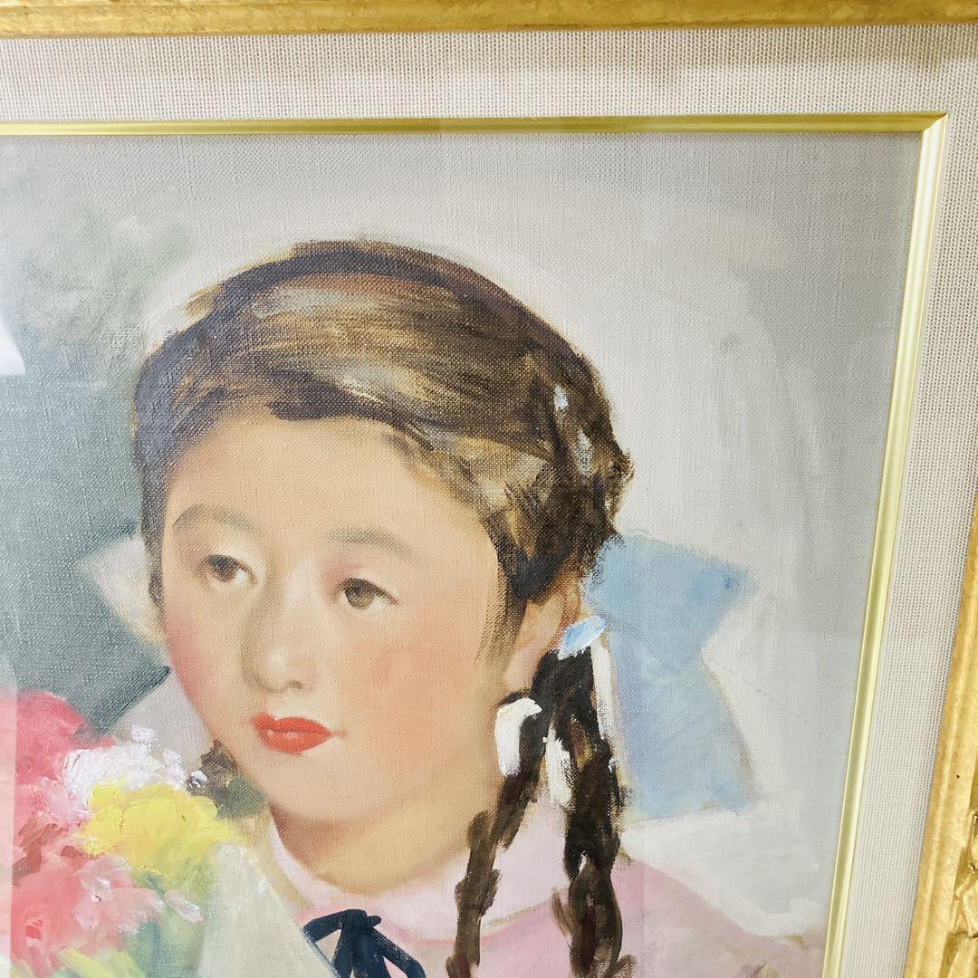 油絵 日本画 女性の肖像画 作者不明 額 日本画 油彩画 額縁付き