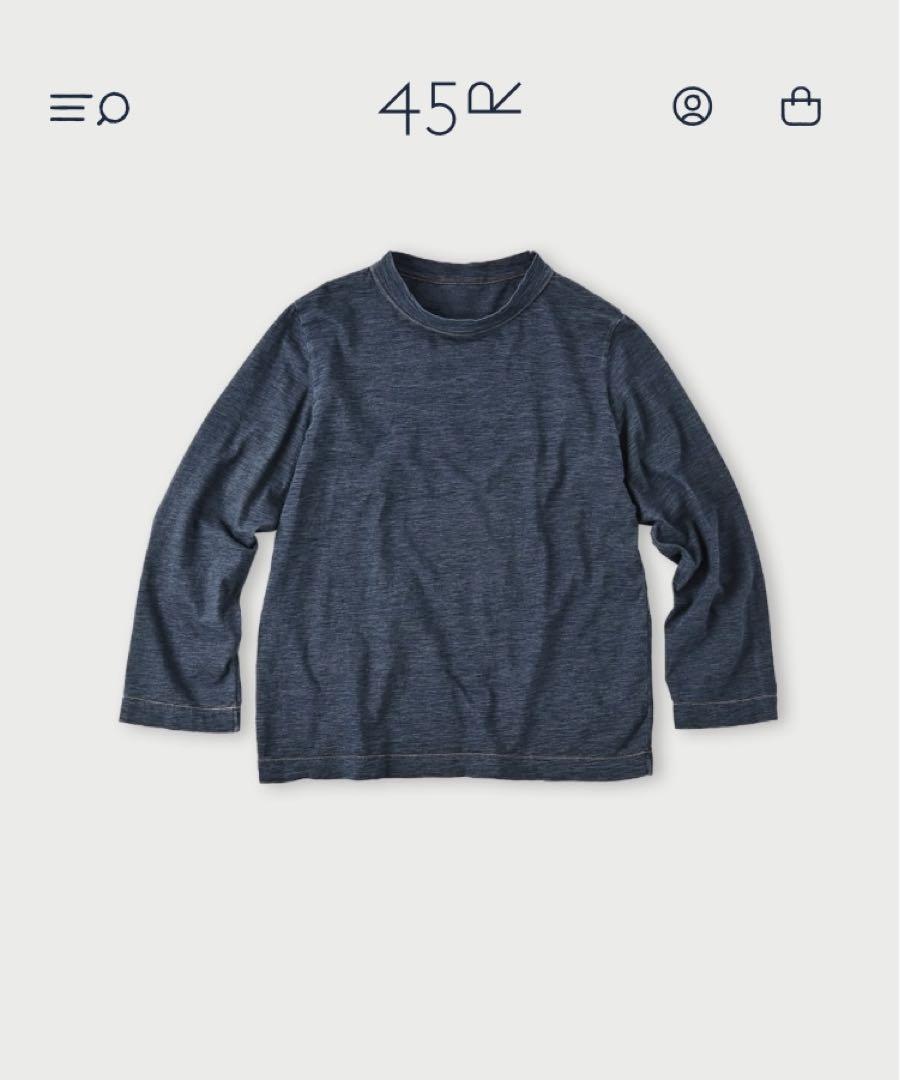 ✴︎✴︎専用です✴︎✴︎45R度詰縞天竺四角Tシャツ(インディゴ)