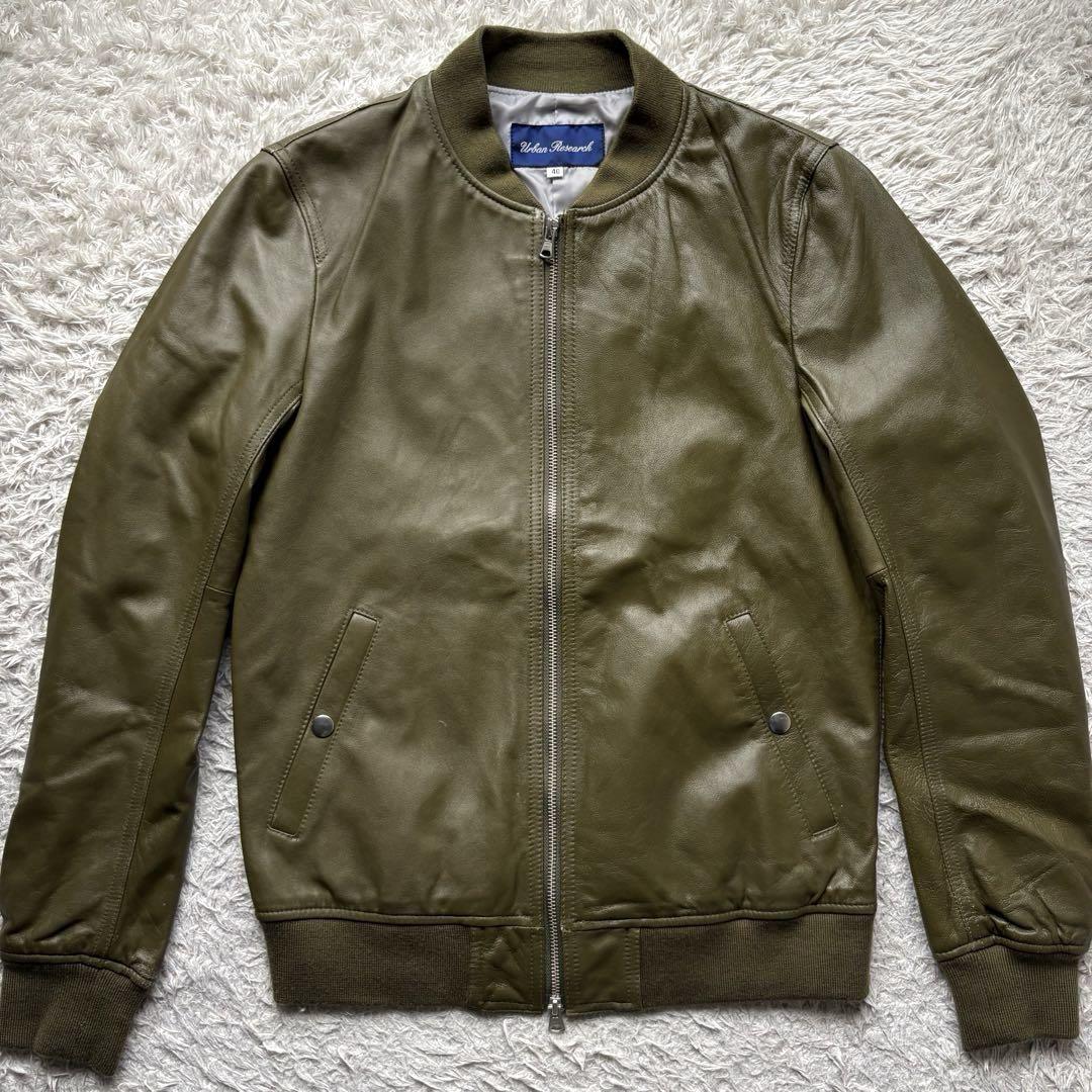 ☆羊革 希少色☆ URBAN RESEARCH レザージャケット リブニット L