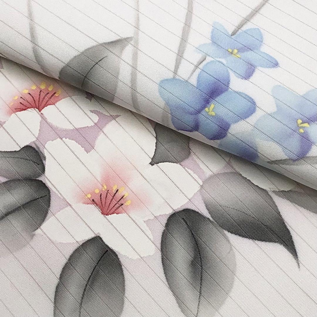 夏帯 名古屋帯 絽塩瀬 手描き 花模様 薄桜色 長尺 KO-1443