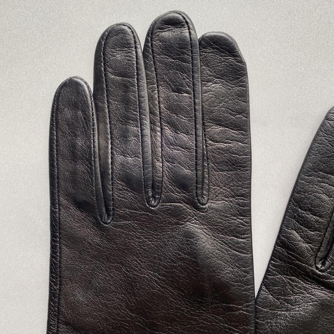 美品　DKNY レザーロンググローブ　ブラック　黒革手袋　サイズ21cm