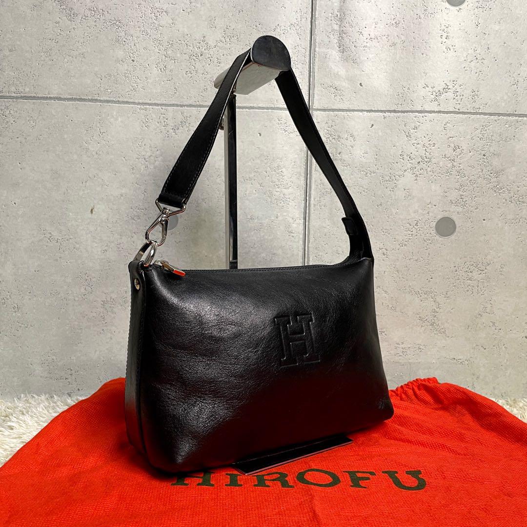 ✨極美品✨ヒロフ イタリア製 アクセサリーポーチ 肩掛け 本革 保存袋付 黒