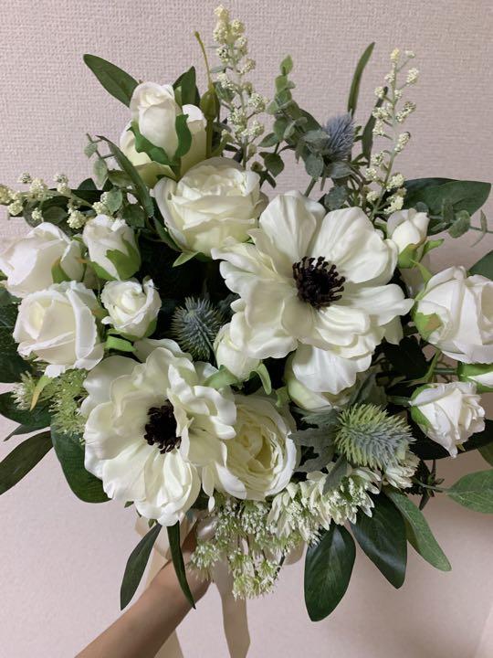 ウェディングブーケ・ブートニア　造花ブーケ 結婚式 ♥再再販ブーケ＊ブートニア2点セット ○ ウェディングブーケ