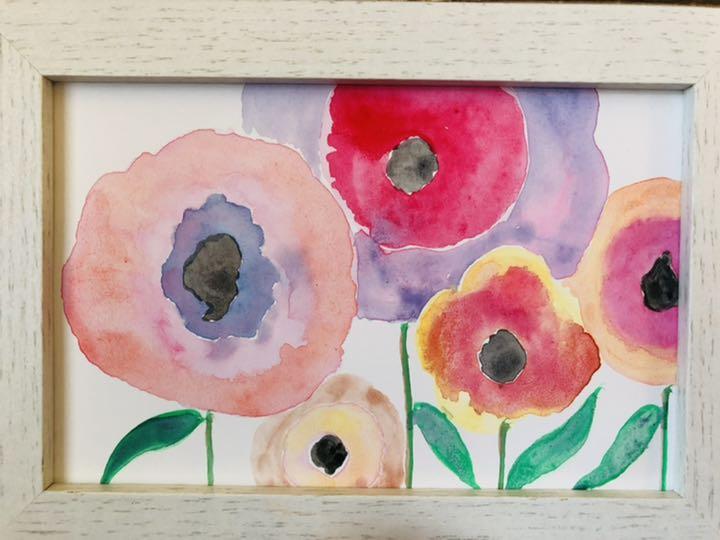 flower flower、水彩アクリル、絵画原画抽象画、銀河鉄道、額縁付き flower flower、水彩アクリル、絵画原画抽象画、銀河鉄道、額縁付き