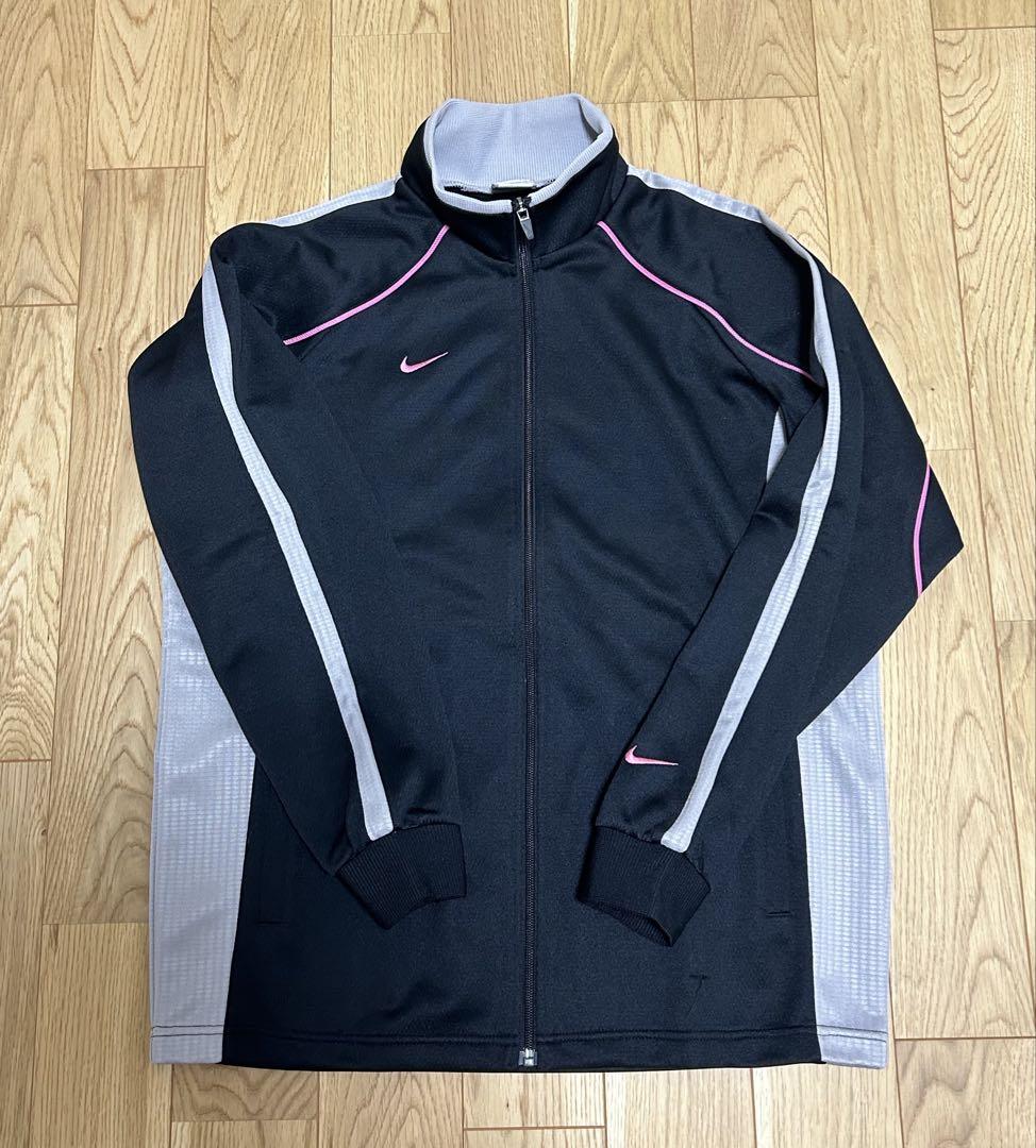 00s NIKE ベロア トラックジャケット ブラック ピンク y2k 短丈 00s NIKE ベロア トラックジャケット ブラック ピンク y2k 短丈