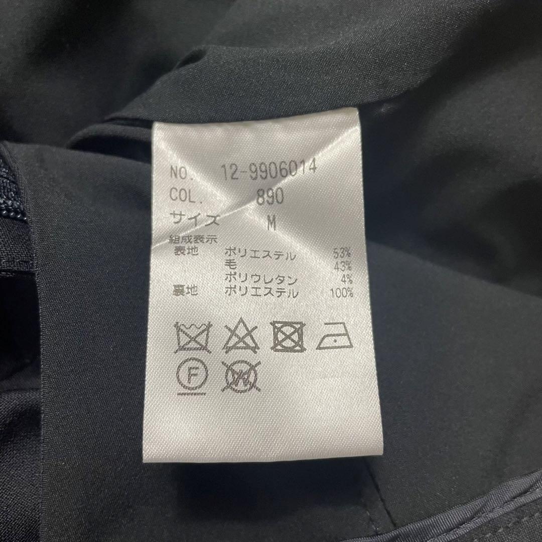 PLST プラステ パンツスーツ ノーカラー M ネイビー ウール混
