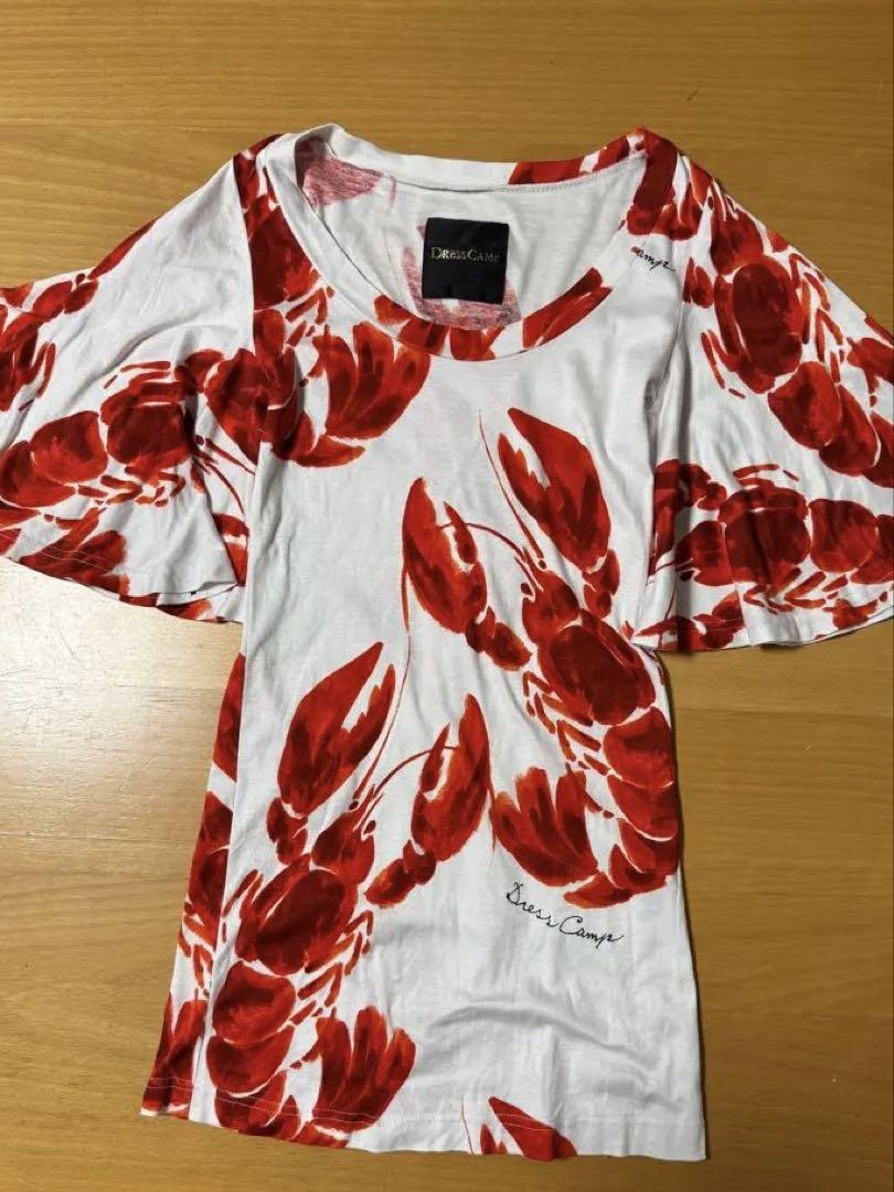 Dress Camp ロブスター柄 フレアスリーブTシャツ