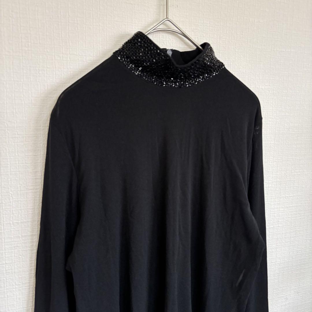 スペッチオ SPECCHIO ハイネックブラウス　長袖　シースルー　スパンコール スペッチオ SPECCHIO ハイネックブラウス 長袖 シースルー