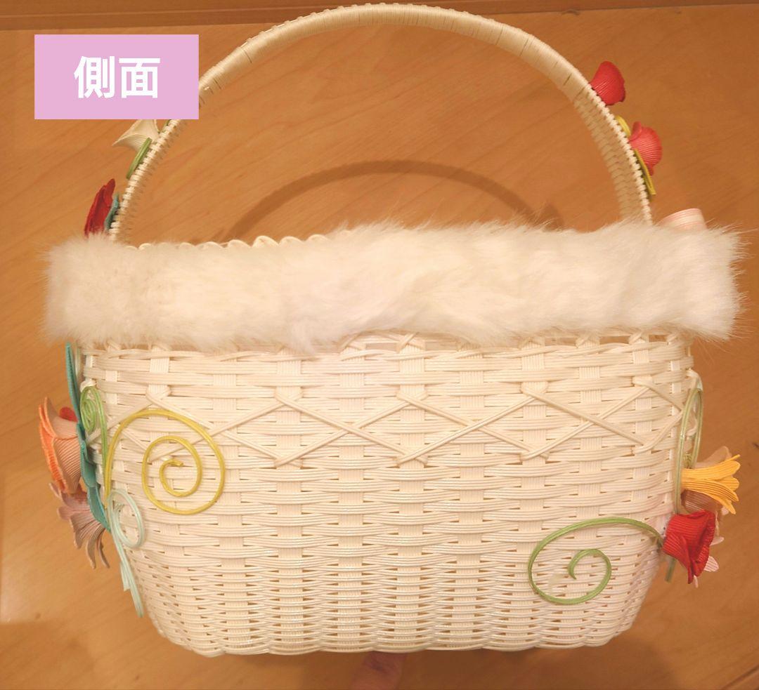 ハンドメイド 花柄バスケット ホワイト 結婚式 フラワーシャワーやプチギフト入れ ハンドメイド 花柄バスケット ホワイト 結婚式 フラワーシャワーやプチギフト入れ