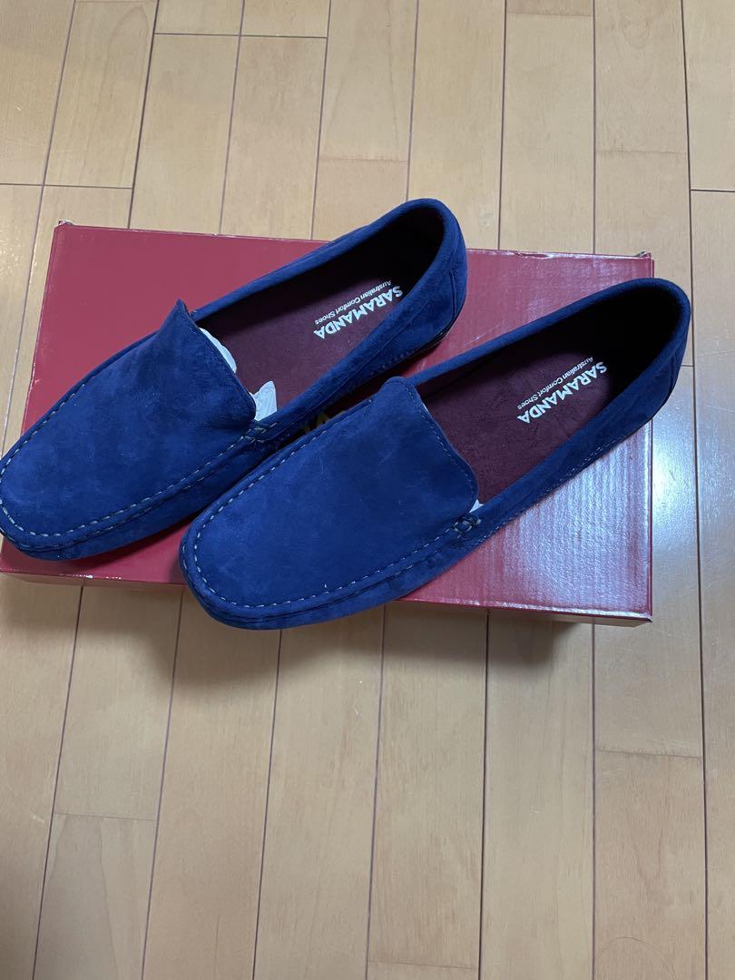 ネイビー スエード ローファー