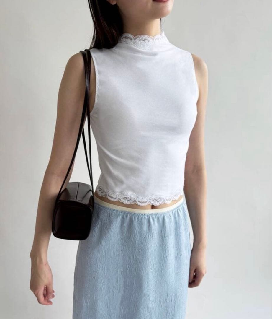 edit for lulu レーストリムノースリーブトップ