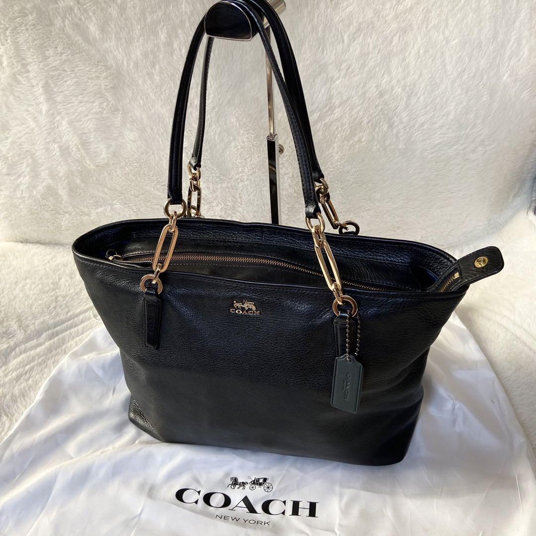 【SEAL限定商品】 COACH 保存袋付き】✨️ トートバッグ A4 金具 ブラック レザー バッグ