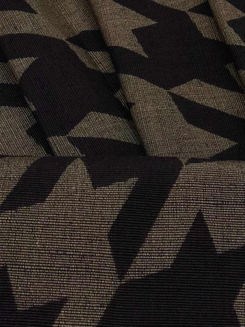 結城紬 八寸名古屋帯 未使用品 千鳥格子 松葉仕立て 正絹 Q1152