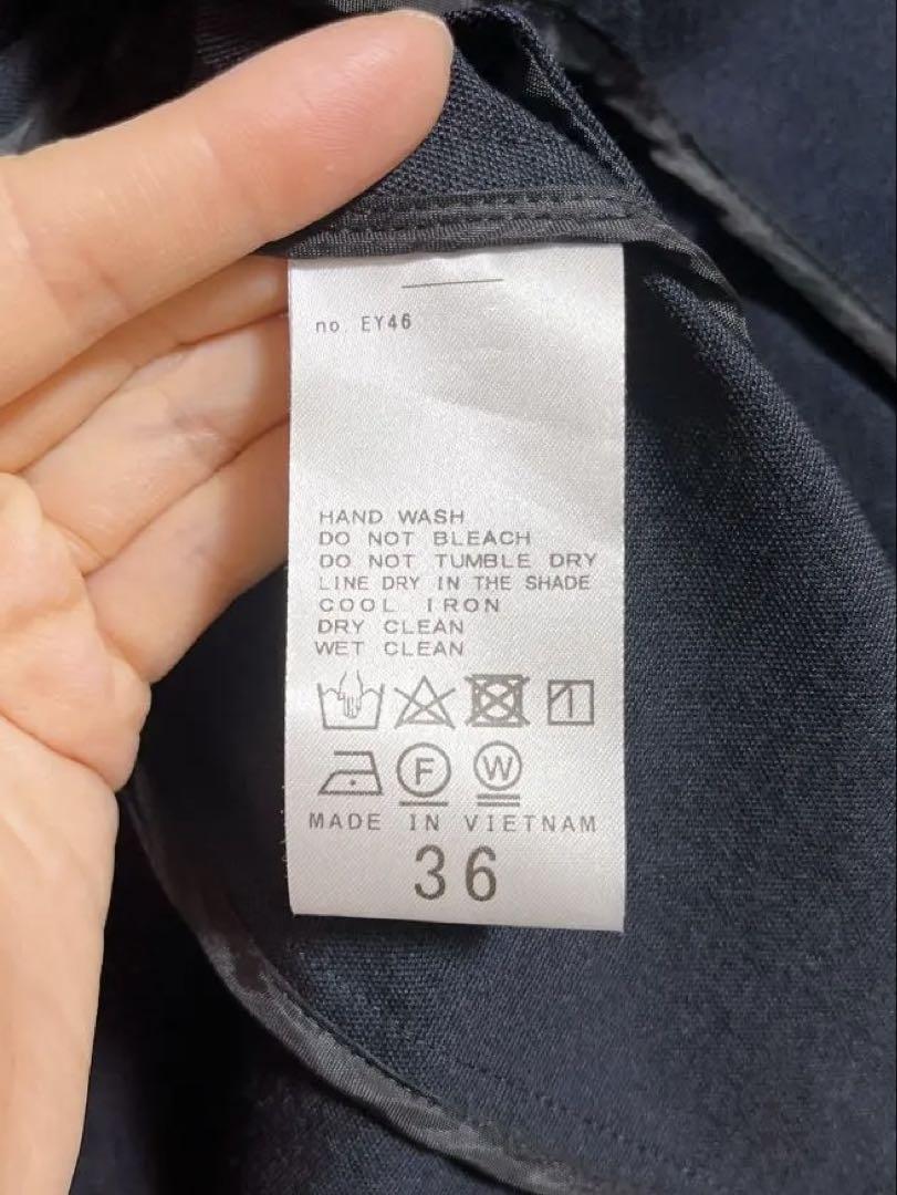 【美品】Spick&Span☆リネンライクノーカラージャケット ネイビー 36