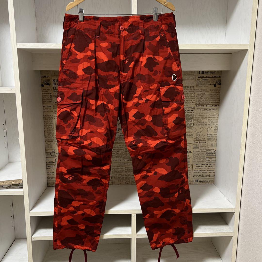 A Bathing Ape カーゴパンツ カモ柄迷彩 赤 サンプルタグ L 美品