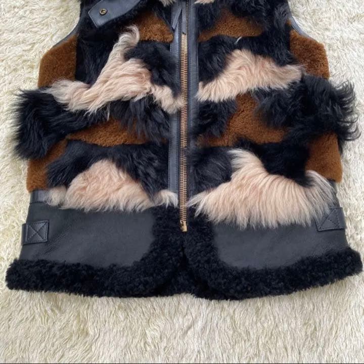 ✨未使用品✨COACH✨パッチワークファーレザーベスト 裏地ボア ユニ