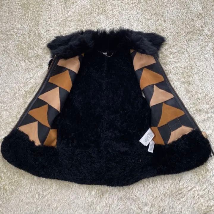 COACH パッチワークファーレザーベスト 裏地ボア ユニセックス