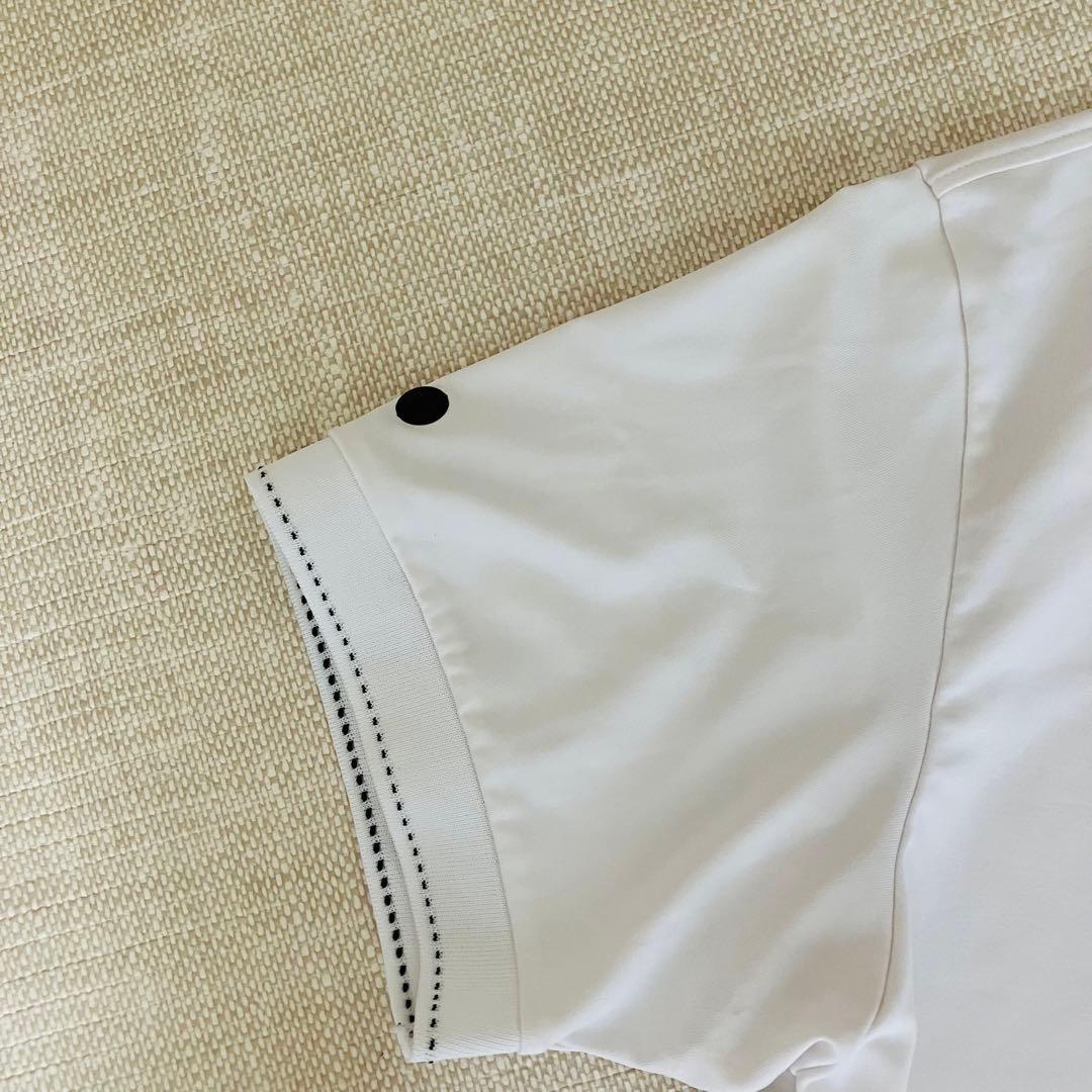 【美品】ブリーフィング ポロシャツ バックロゴ ライン ステッチ ゴルフ 白 L