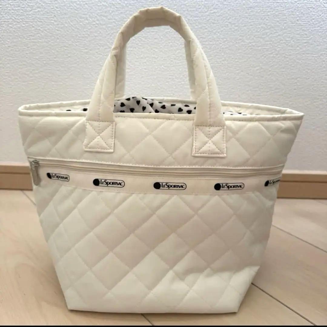中古品　レスポートサック 神崎恵さんコラボ　トートバッグ　メレンゲホワイト 中古品 レスポートサック 神崎恵さんコラボ トートバッグ