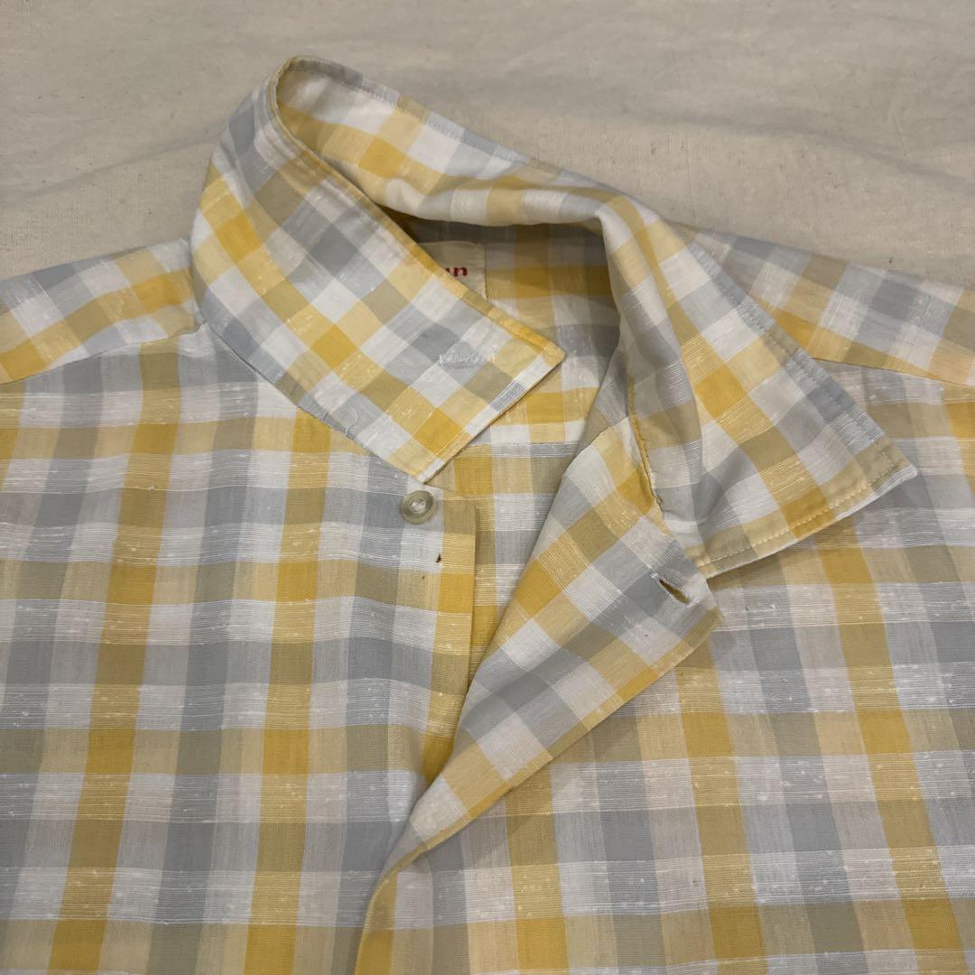60s VINTAGE SHIRT L ネップ ブロック チェック 半袖シャツ