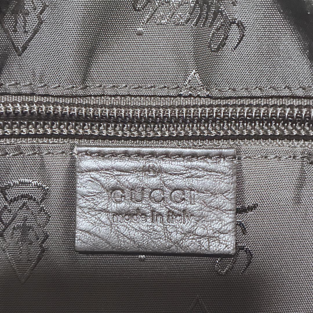 GUCCI グッチ　ショルダーバッグ　シマレザー　ダークブラウン　GG柄