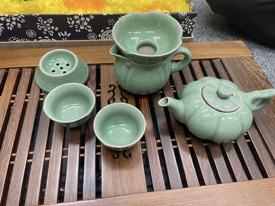 茶器セット未使用、陶器 未使用 美濃焼 秀泉陶苑 志野 茶器揃 急須 湯呑 煎茶器 茶器