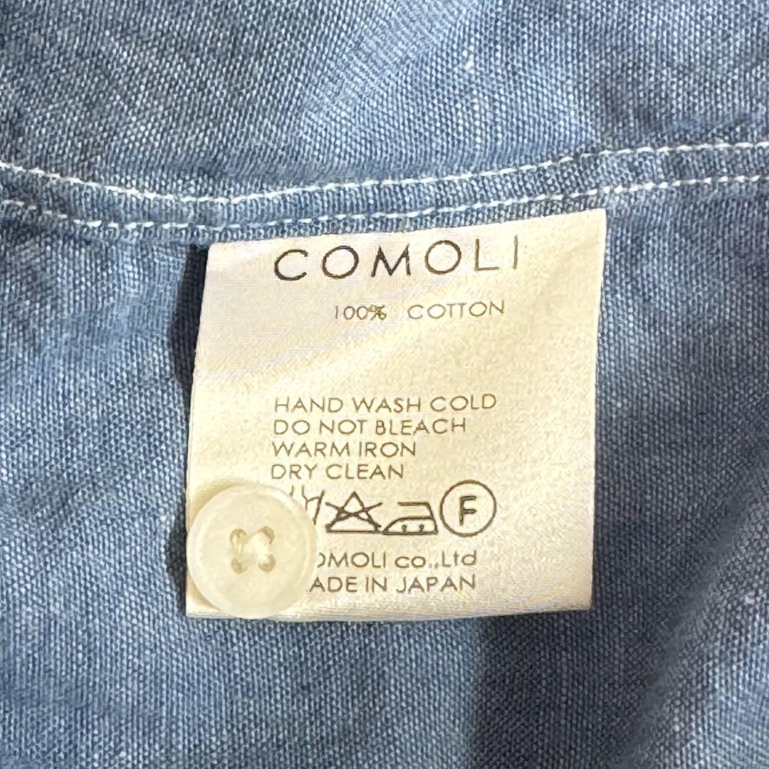 comoli コモリ バンドカラー シャツワンピース コットン