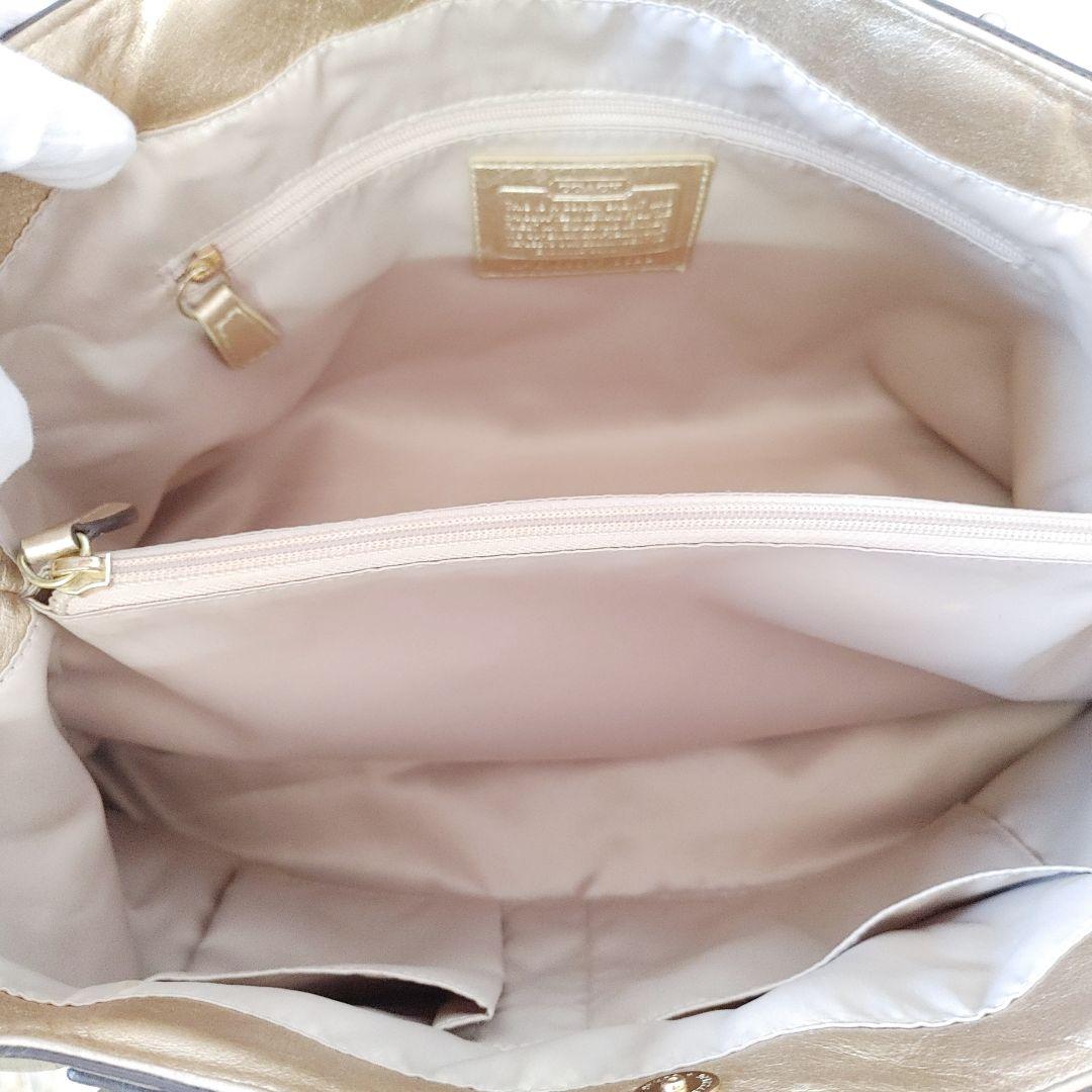 COACH＊ トートバッグ キャンバス ゴールド ベージュ 総柄