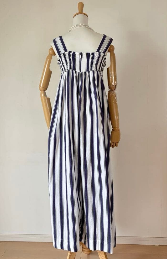 ❤️レア❤️ヌキテパ　ストライプコンビネゾン　オールインワン　ネイビー ❤️レア❤️ヌキテパ ストライプコンビネゾン オールインワン