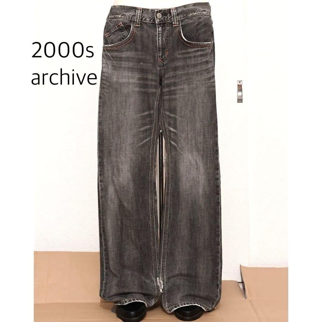 パンツ 2000s ediwn grunge damage denim y2k