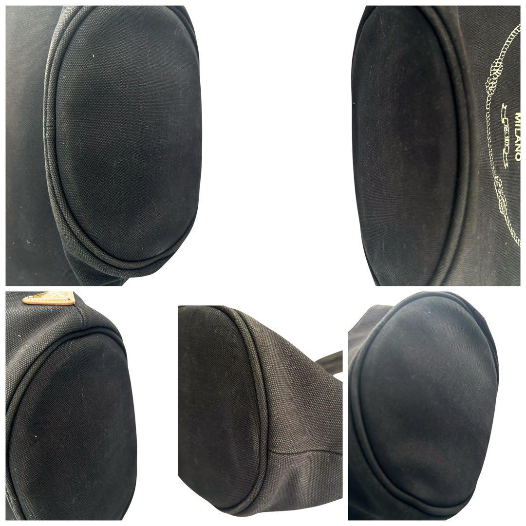 PRADA プラダ カナパ バケツ ハンドバッグ トートバッグ キャンバス 黒 PRADA プラダ カナパ バケツ ハンドバッグ トートバッグ キャンバス 黒