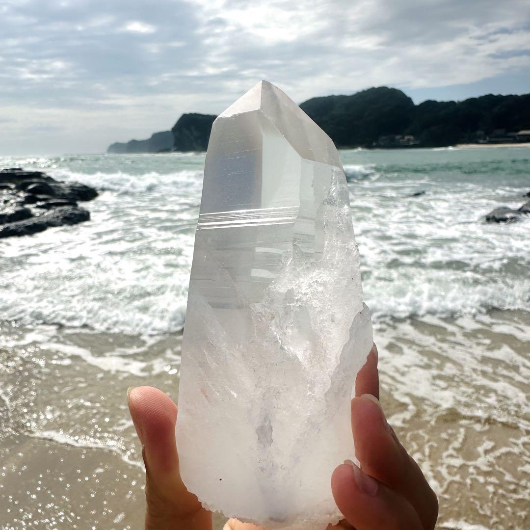 【水晶　ロック クリスタル】　バーコード入り　ビッグポイント　②