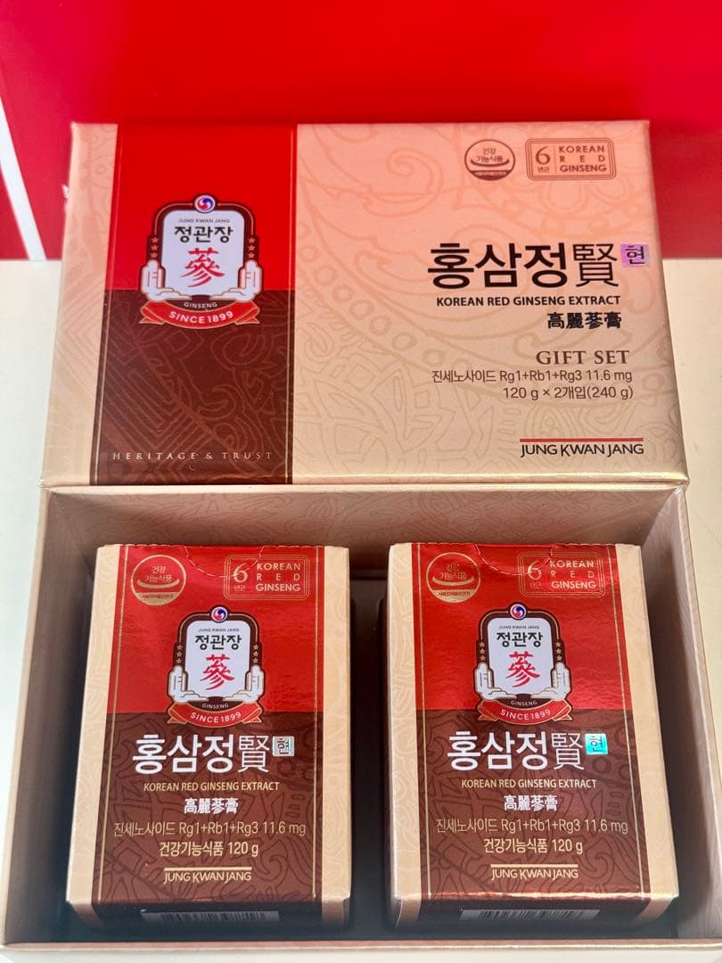 新品未開封正官庄6年根紅参精エキス120gx2個