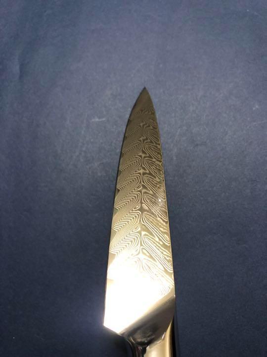 V金10号73層ダマスカスペティナイフ130mm ブルーマイカルタ柄