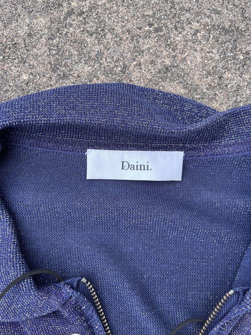 Daini. ネイビー レースアップ ポロシャツ