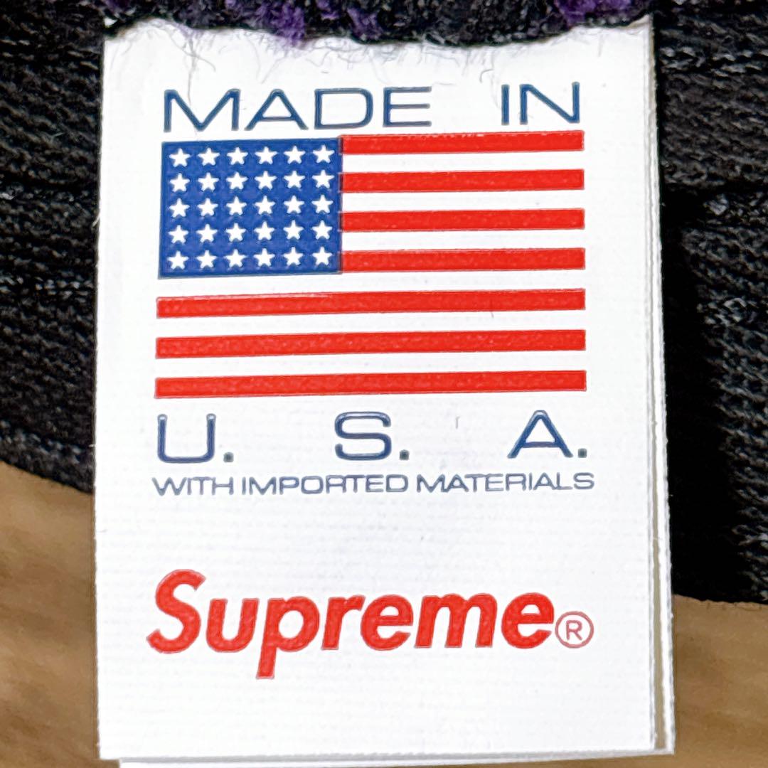 正規品　Supreme キャップ　帽子 アメリカ製　パープル　ブラック　黒　紫