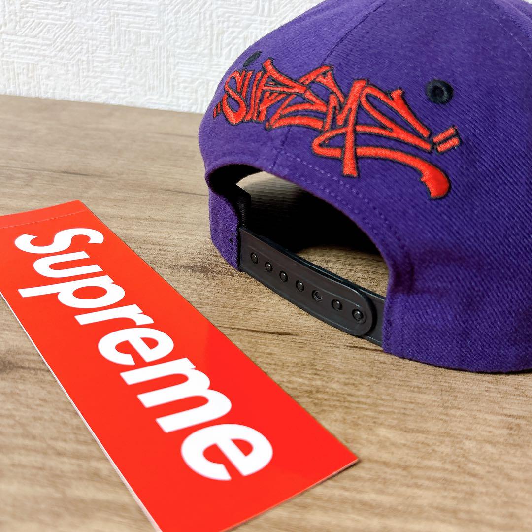 正規品　Supreme キャップ　帽子 アメリカ製　パープル　ブラック　黒　紫