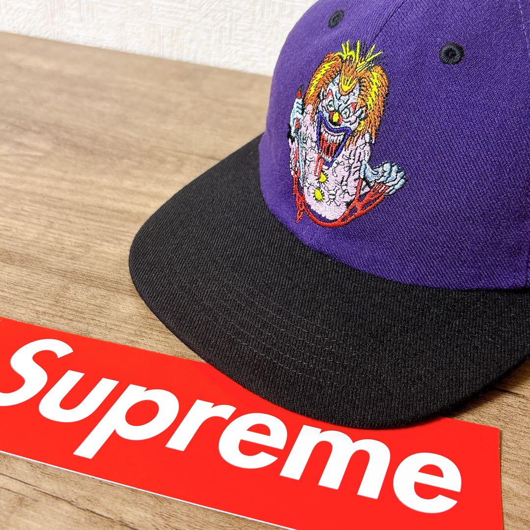 正規品　Supreme キャップ　帽子 アメリカ製　パープル　ブラック　黒　紫