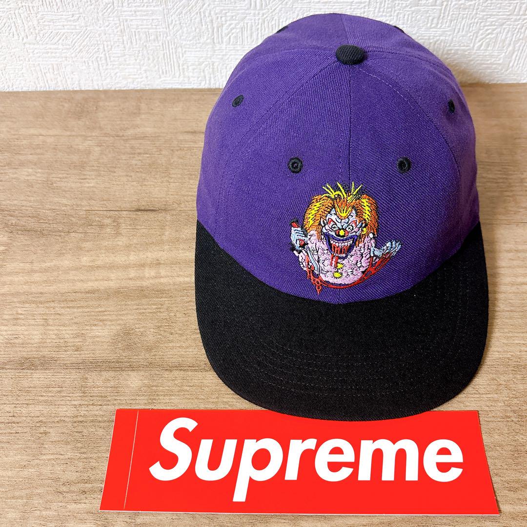 正規品　Supreme キャップ　帽子 アメリカ製　パープル　ブラック　黒　紫