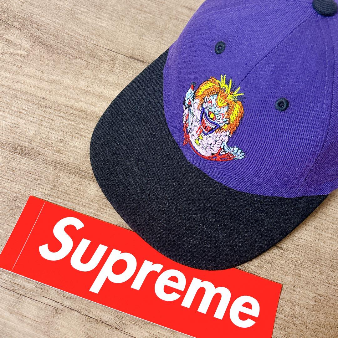 正規品　Supreme キャップ　帽子 アメリカ製　パープル　ブラック　黒　紫