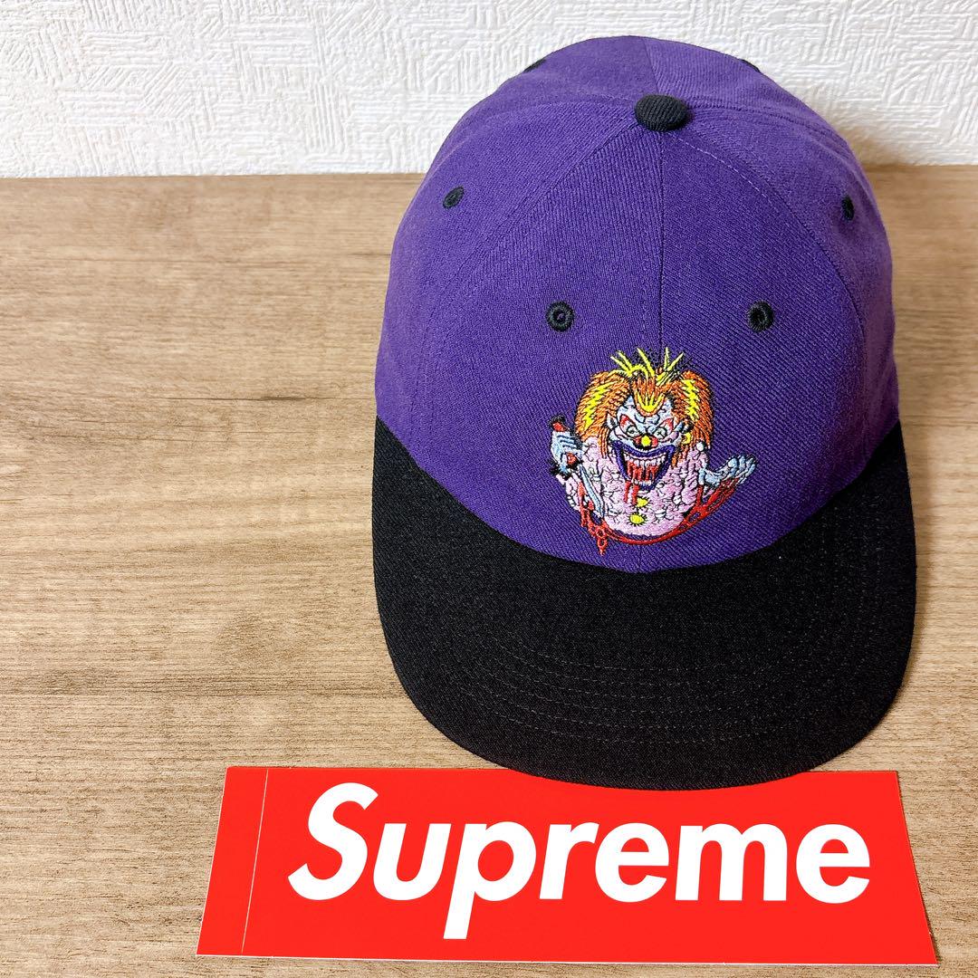 正規品　Supreme キャップ　帽子 アメリカ製　パープル　ブラック　黒　紫