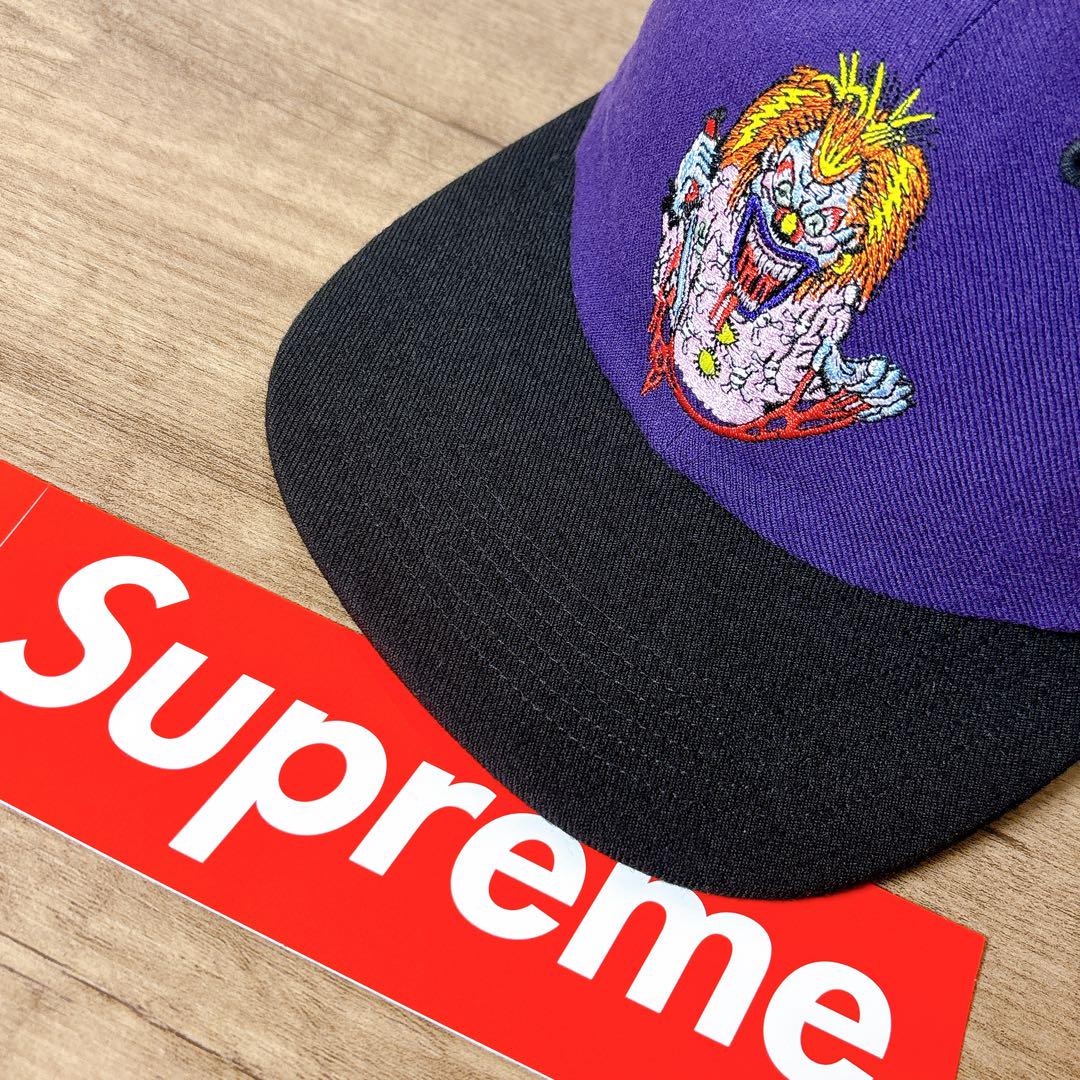 正規品　Supreme キャップ　帽子 アメリカ製　パープル　ブラック　黒　紫