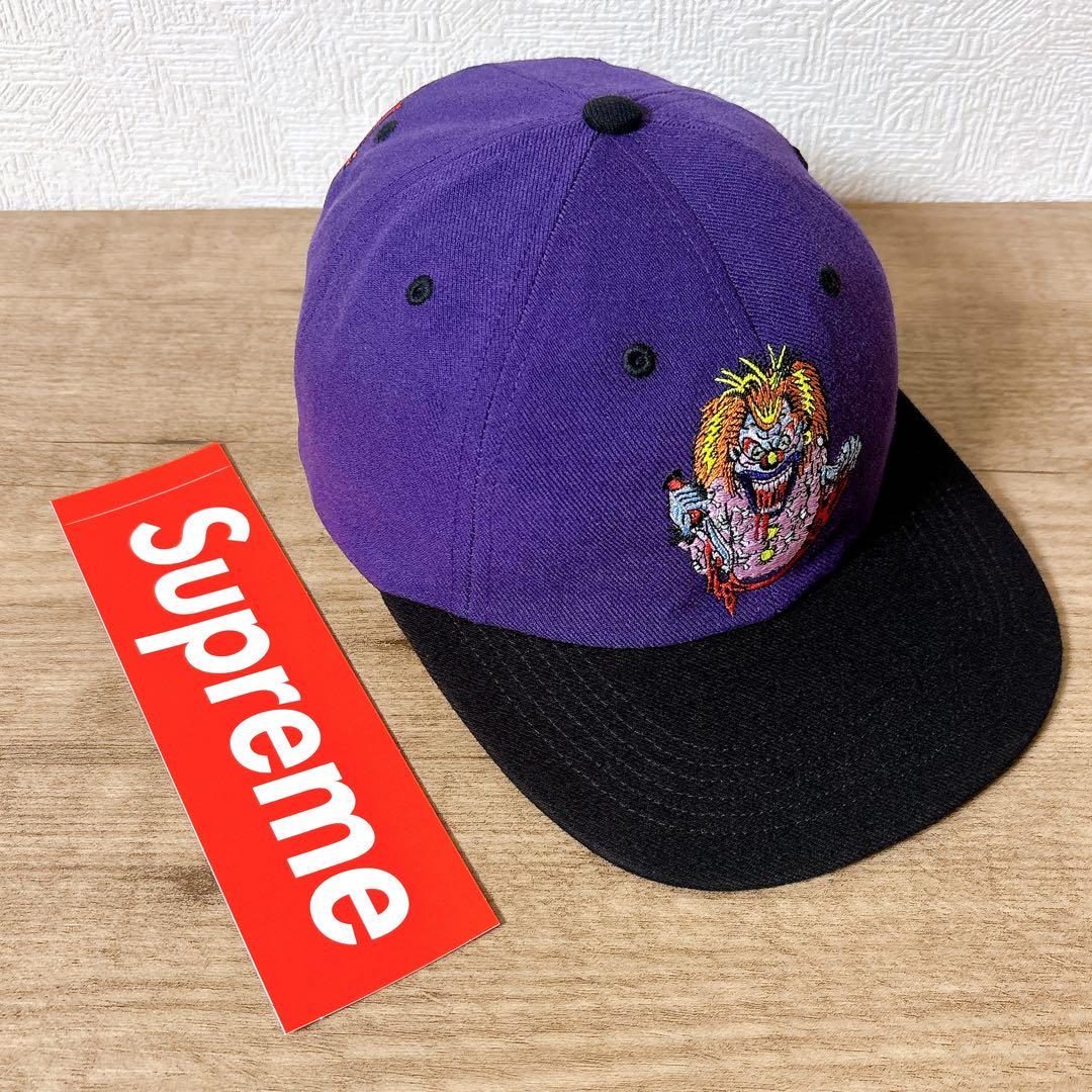 正規品　Supreme キャップ　帽子 アメリカ製　パープル　ブラック　黒　紫