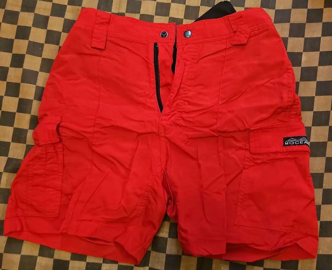 MOCEAN レッド カーゴショーツ