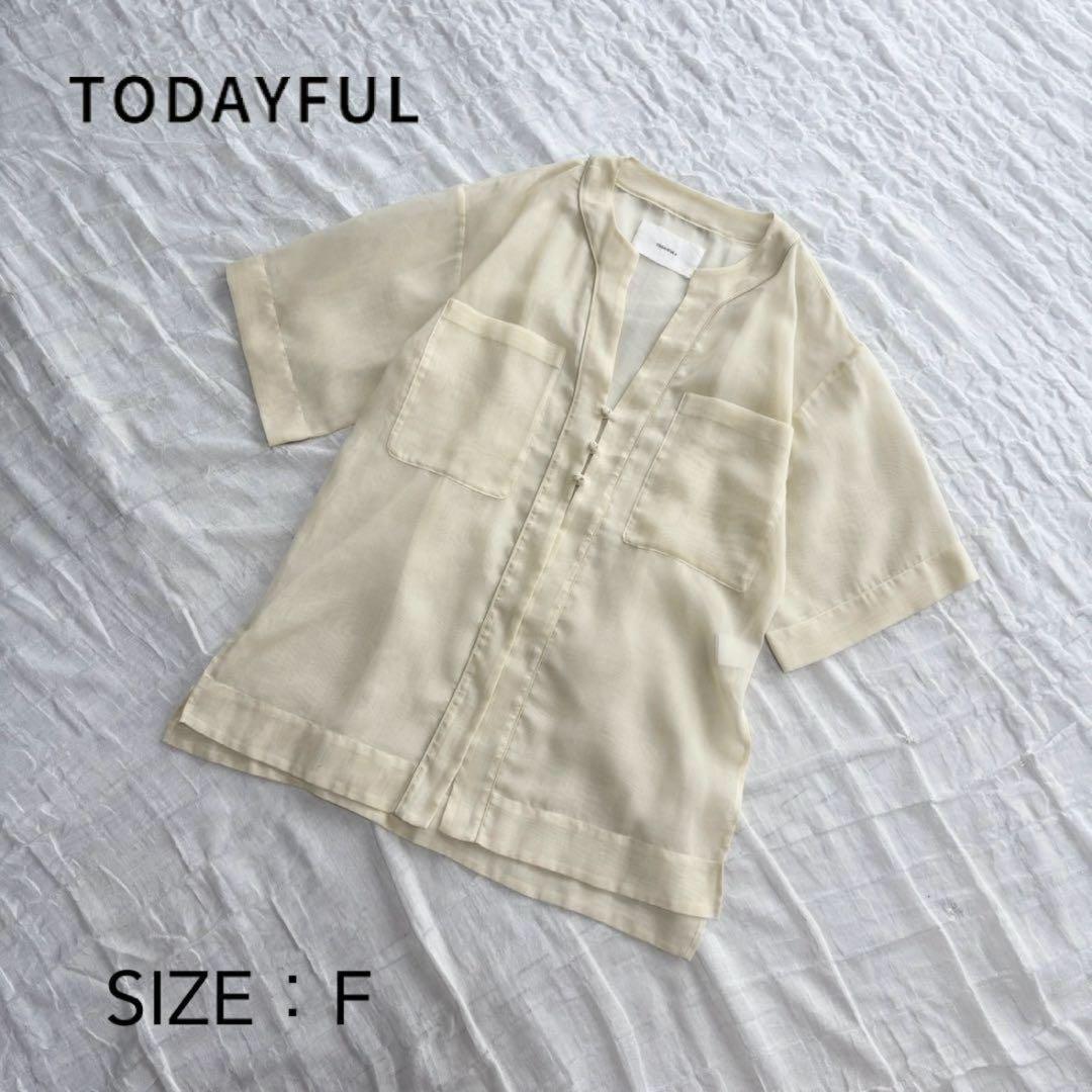 1度着用のみ美品】 トゥデイフル オーガンジーチャイナシャツ